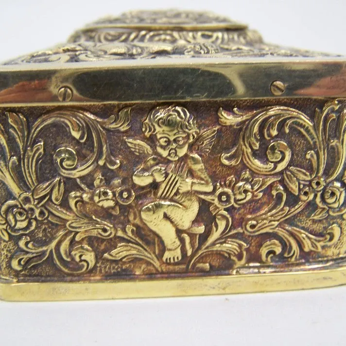 Gold alloy automatic pop-up bird box decoration on a tabletop, 10x6x4 cm