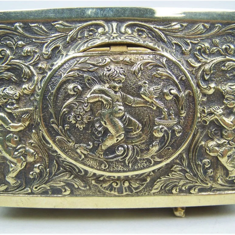 Gold alloy automatic pop-up bird box decoration on a tabletop, 10x6x4 cm