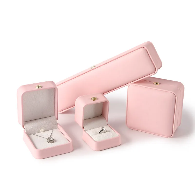 PU leather jewellery storage box in seven colours with ring, pendant, bracelet and necklace compartments