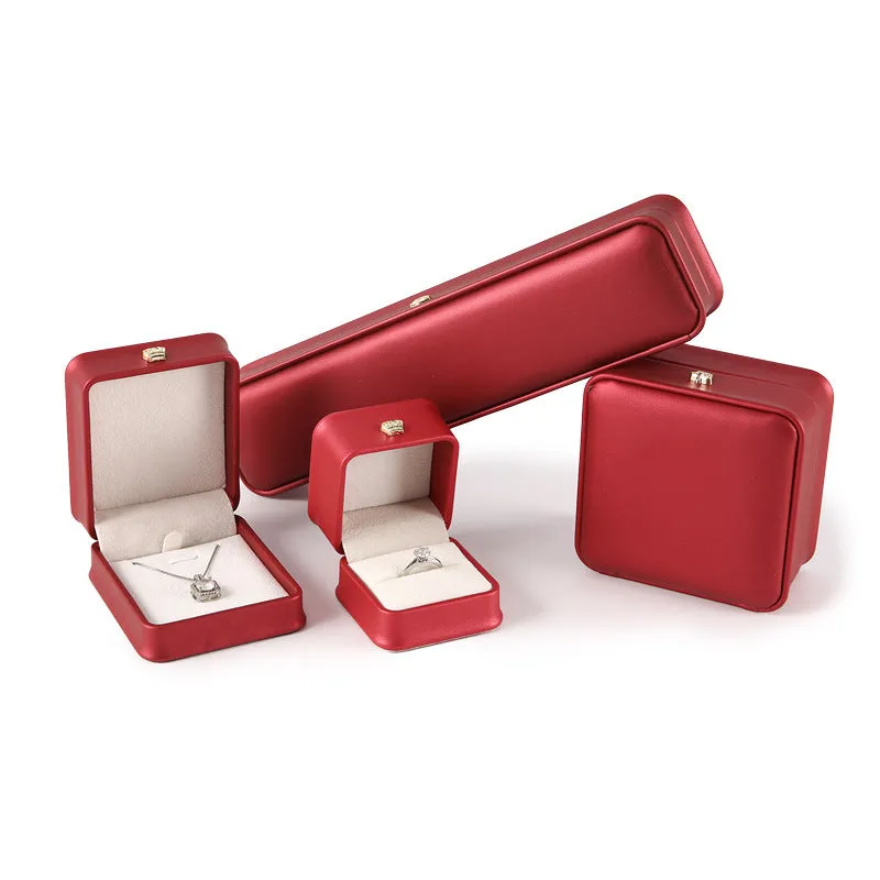 PU leather jewellery storage box in seven colours with ring, pendant, bracelet and necklace compartments