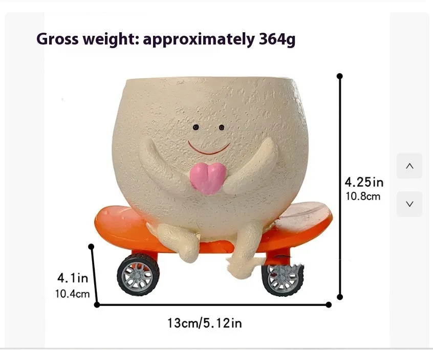 Ukulele-shaped resin succulent flower pot in office study decoration with grass hat style