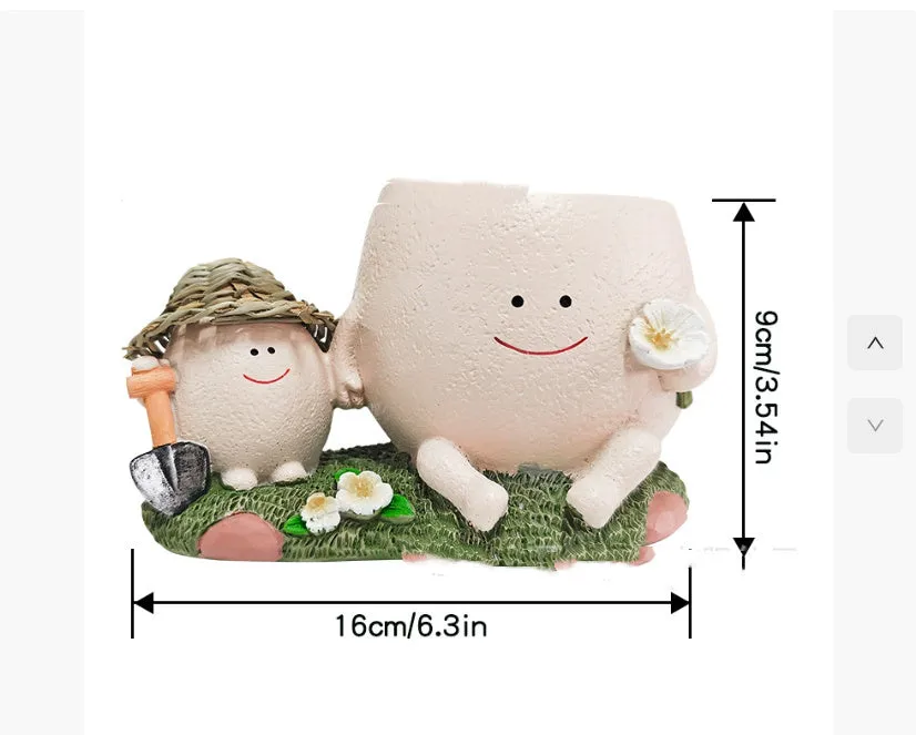 Ukulele-shaped resin succulent flower pot in office study decoration with grass hat style