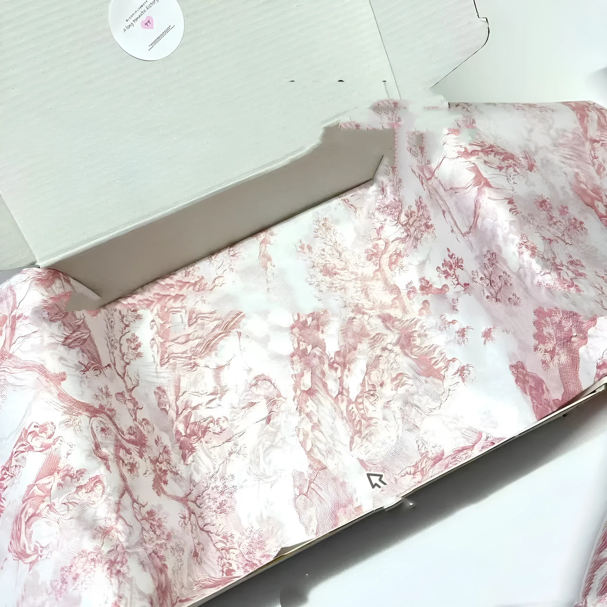 French MG tissue paper sheets in pink purple and green purple colours, 50cm by 70cm.