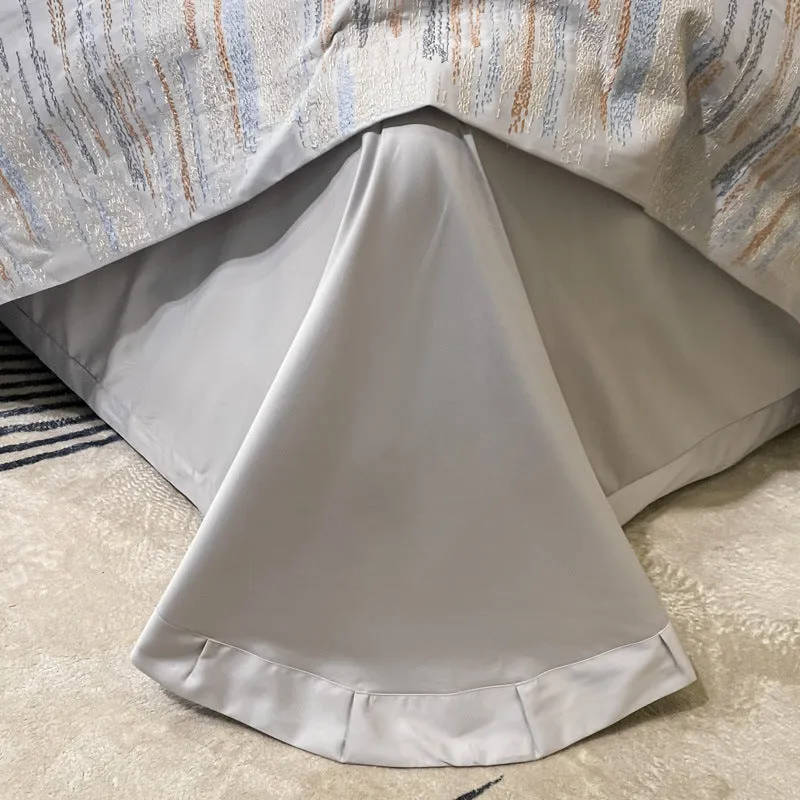 Pure cotton four-piece bedding set in Dove Gray with embroidery, 200x230 cm quilt cover