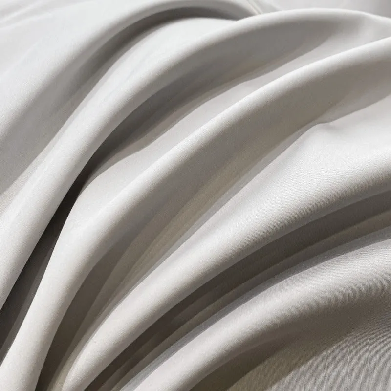 Pure cotton four-piece bedding set in Dove Gray with embroidery, 200x230 cm quilt cover