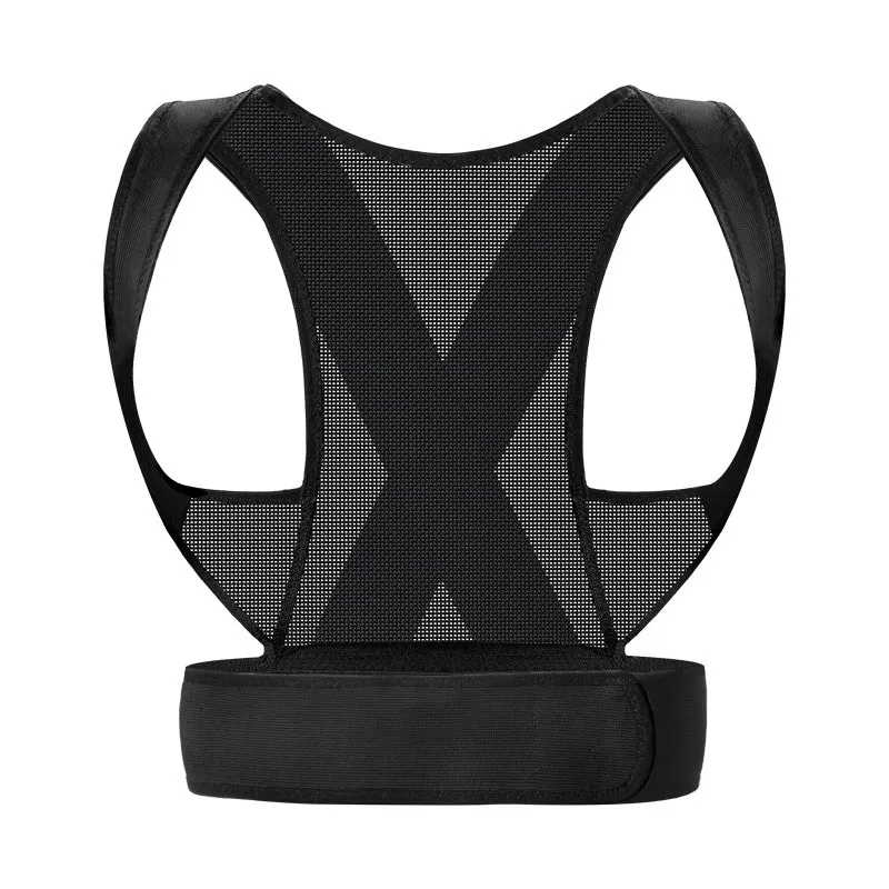 Men's hunchback corrector belt in beige or black with one-pull lift adjustment and hollow O design for spine support