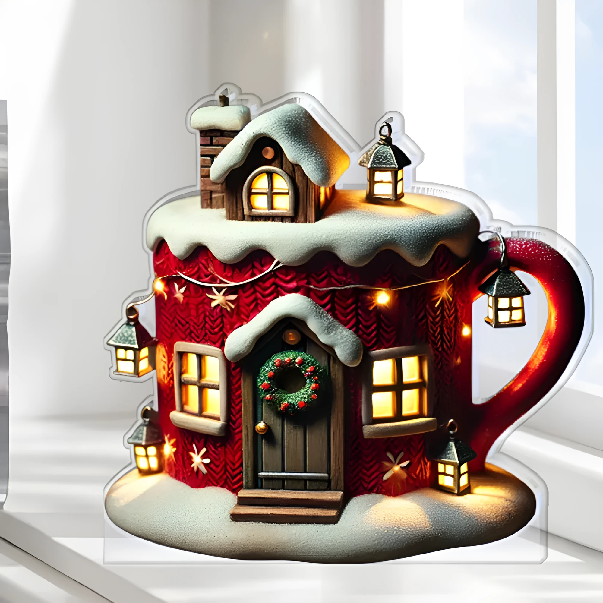 Acrylic flat standing ornament with European-style printed design for holiday decor