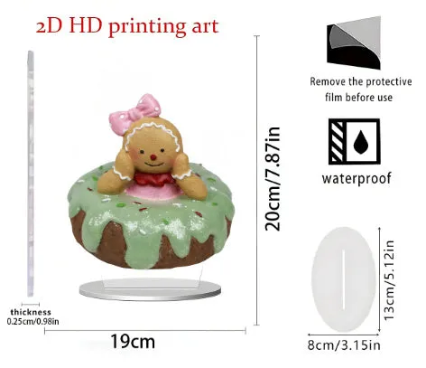 Acrylic flat standing ornament with European-style printed design for holiday decor