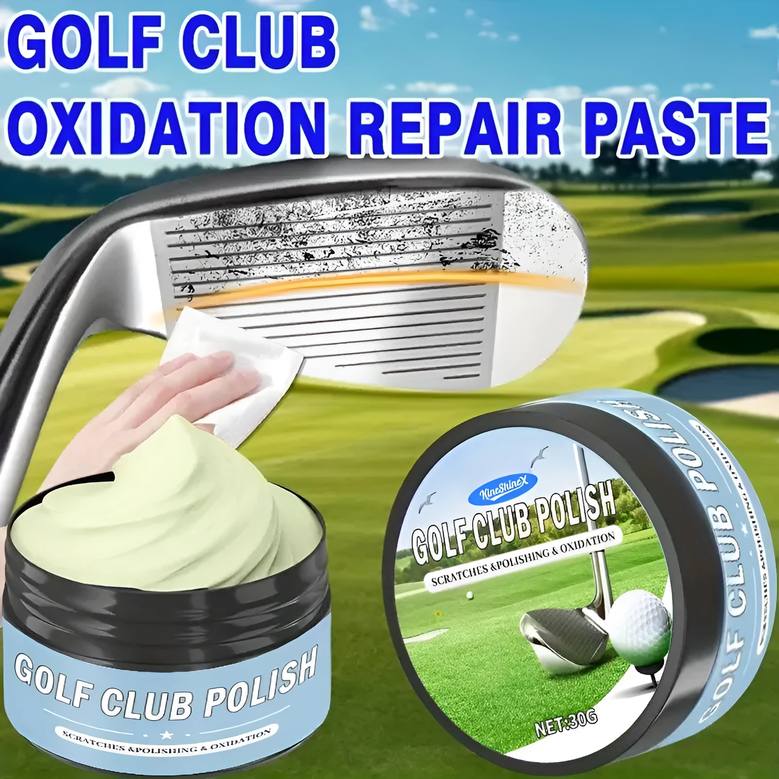 Golf club polishing wax fast smear in 30g or 50g with sponge for quick application