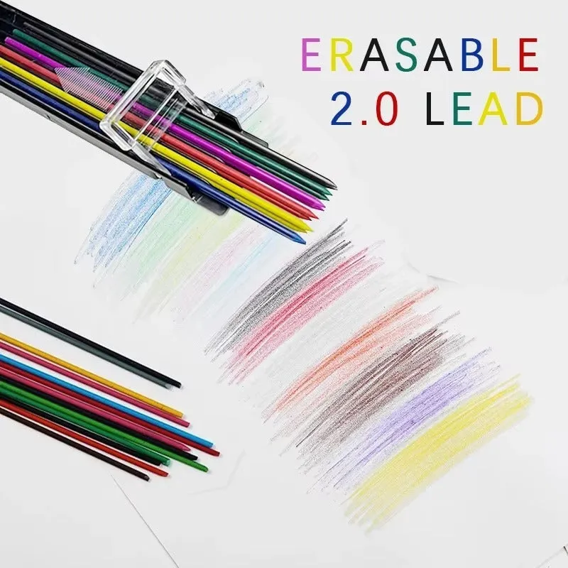 Box of 12 rainbow colour mechanical pencil refills for drawing and writing