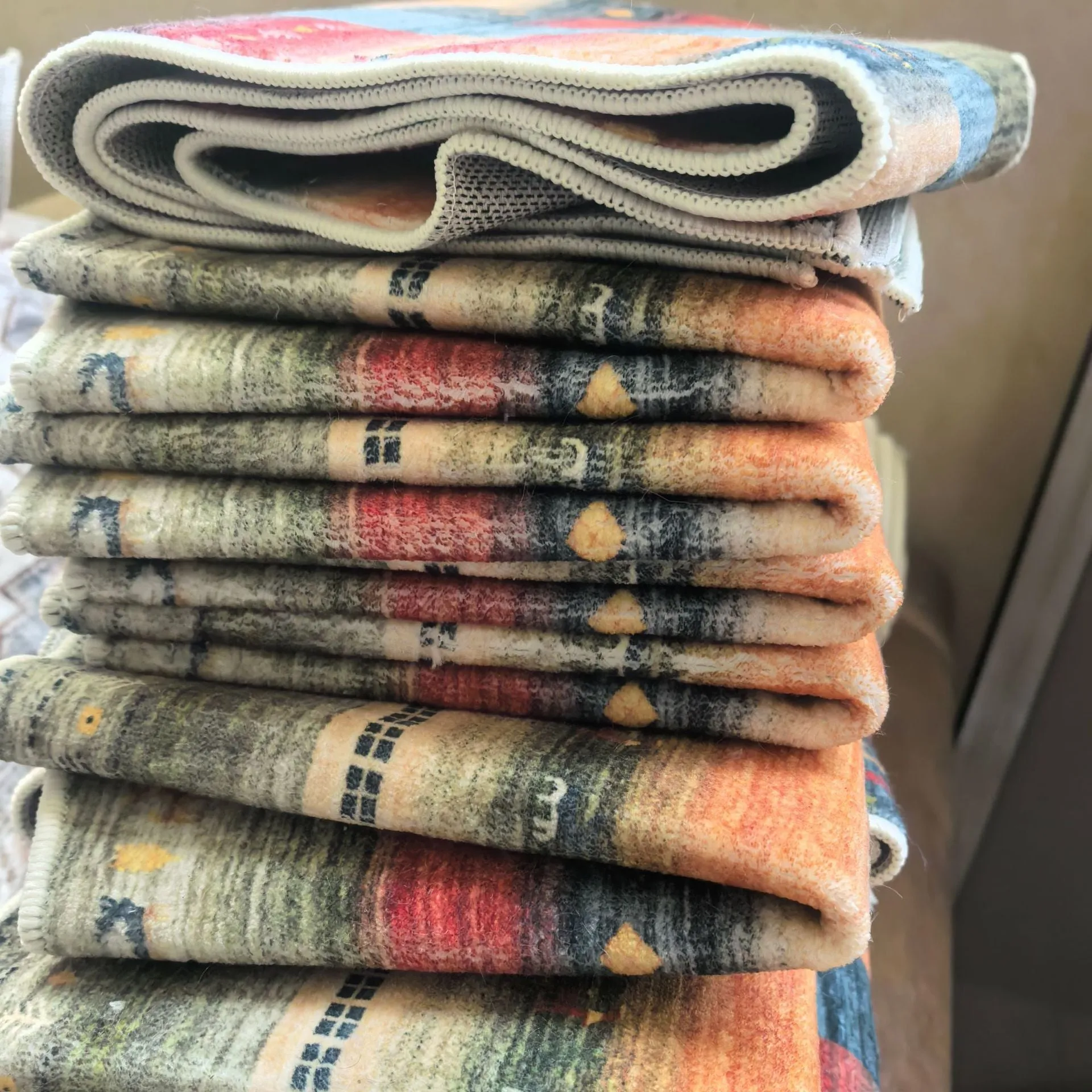American washed polyester square carpet in Bohemian 63 pattern for living room floor