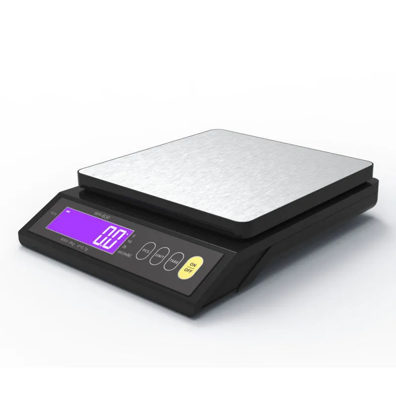 High-precision business electronic scale with rechargeable battery, 10kg 0.1g accuracy, compact 20 x 5cm design