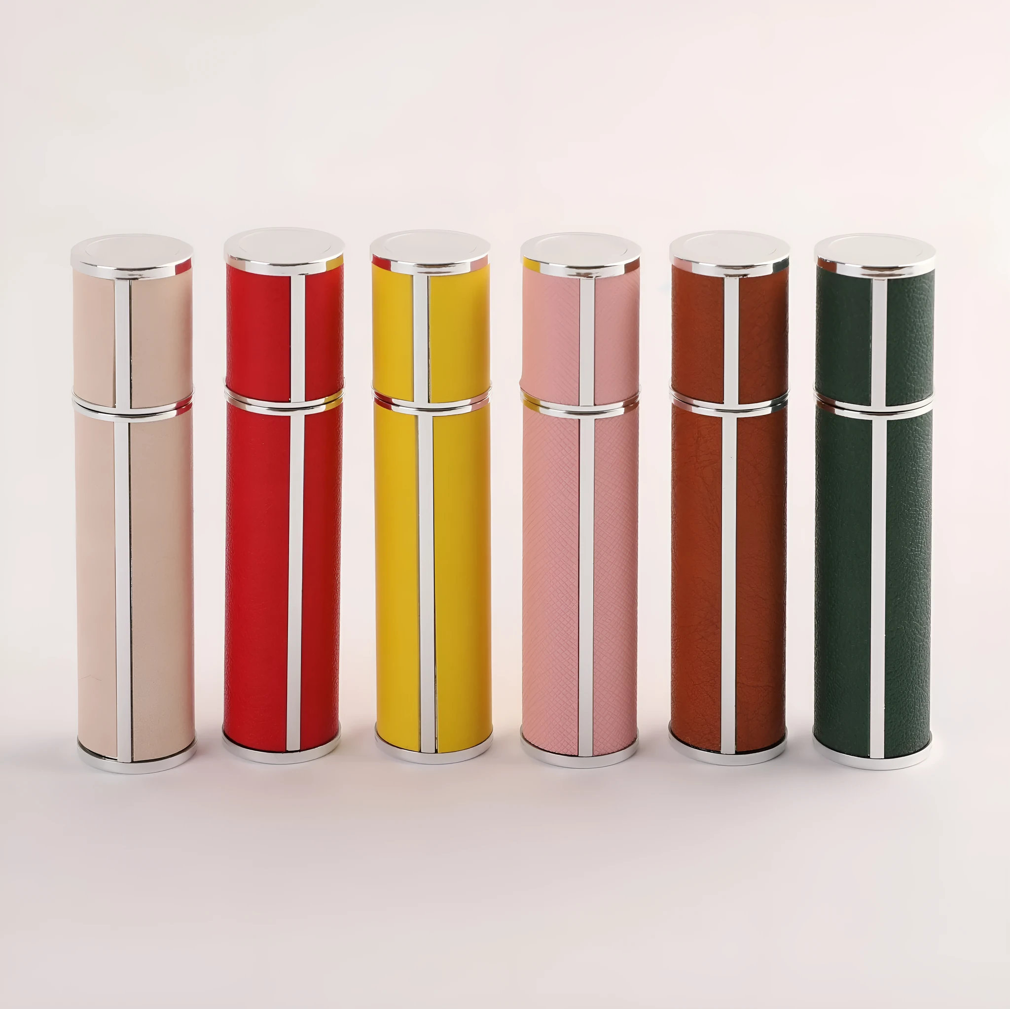 10ml PP perfume subpackaging spray bottle with atomization nozzle and removable lambskin cover, available in multiple colours