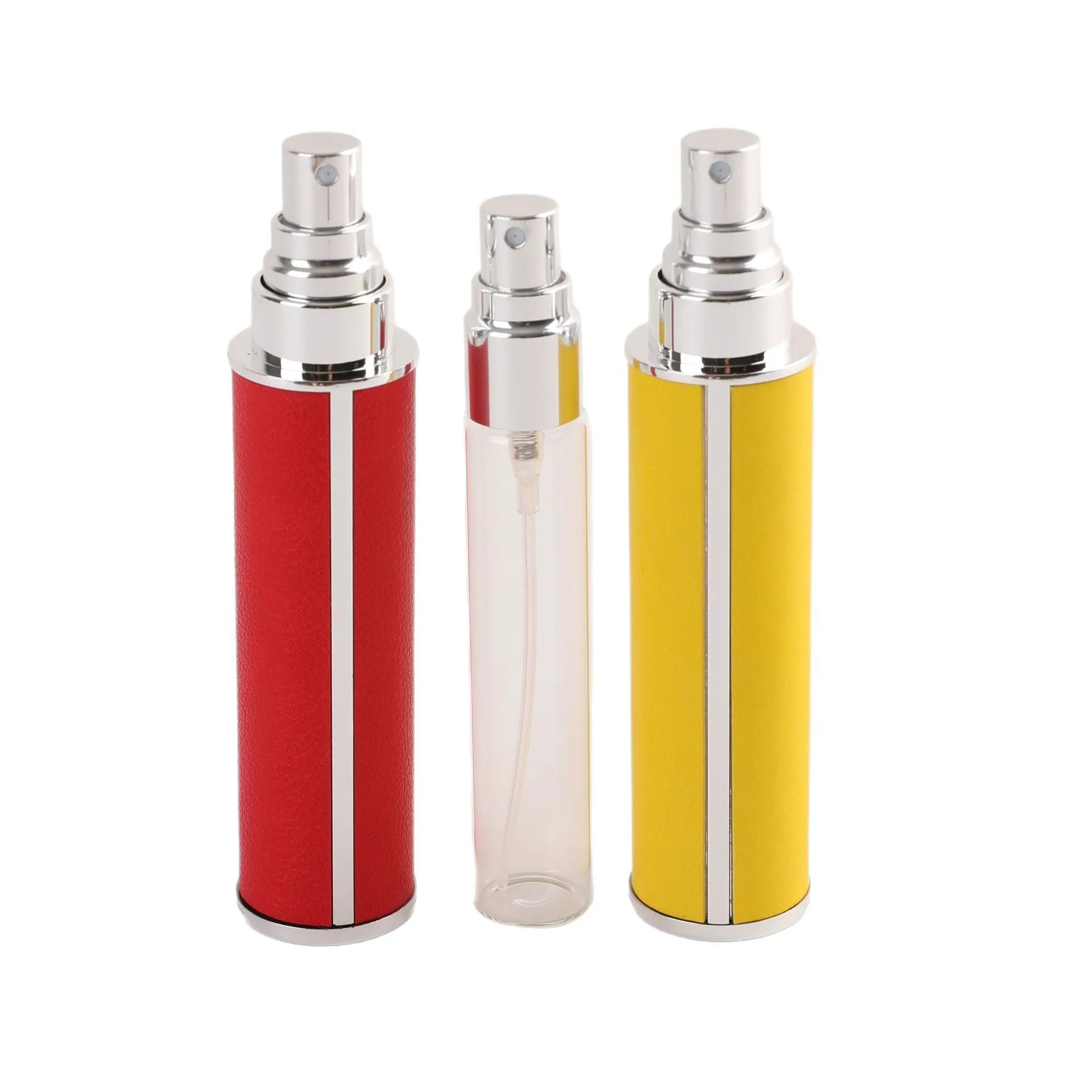 10ml PP perfume subpackaging spray bottle with atomization nozzle and removable lambskin cover, available in multiple colours