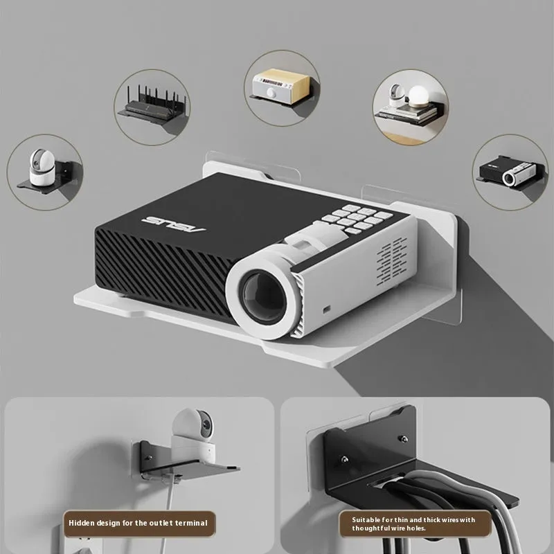Punch-free carbon steel projector wall hanging bracket in black for large devices