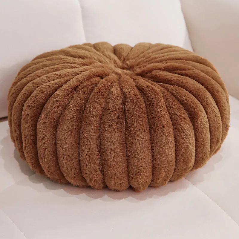 Pumpkin sofa lazy stool seat cushion in khaki colour, 35x35x15cm, PP cotton fill, short plush fabric