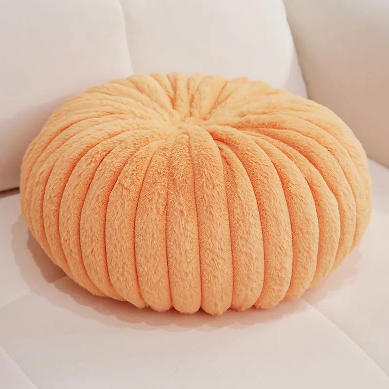 Pumpkin sofa lazy stool seat cushion in khaki colour, 35x35x15cm, PP cotton fill, short plush fabric