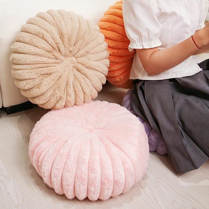 Pumpkin sofa lazy stool seat cushion in khaki colour, 35x35x15cm, PP cotton fill, short plush fabric