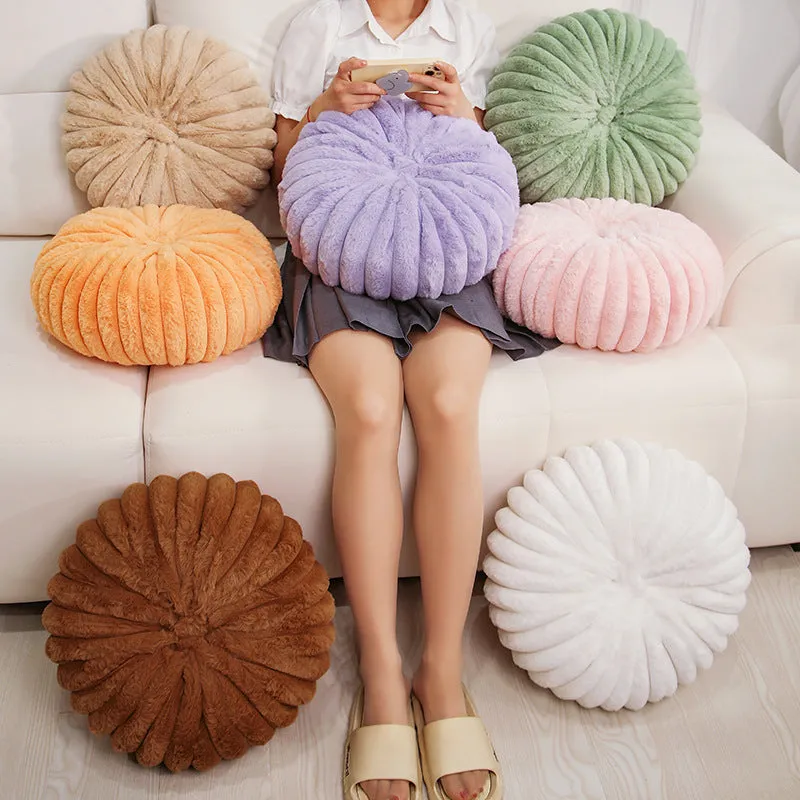 Pumpkin sofa lazy stool seat cushion in khaki colour, 35x35x15cm, PP cotton fill, short plush fabric