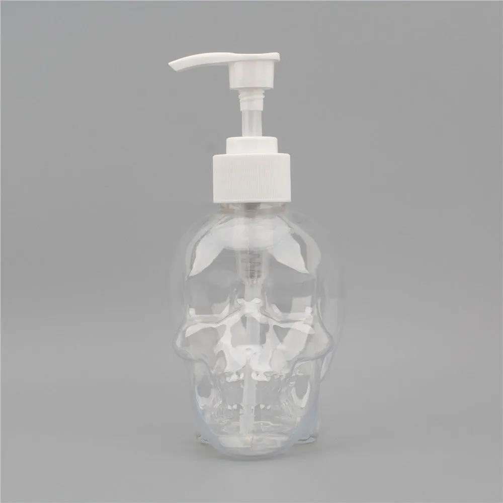 Creative skull hand sanitizer bottle 350ml plastic dispenser in white finish on countertop
