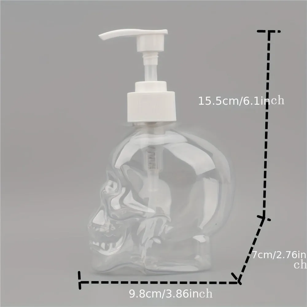 Creative skull hand sanitizer bottle 350ml plastic dispenser in white finish on countertop