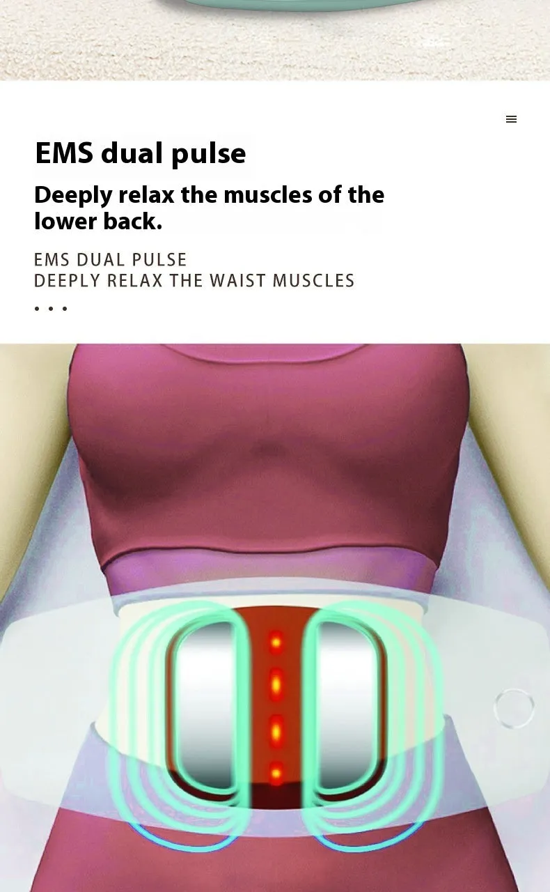 Rechargeable electric lumbar massager with light-heat therapy, 3 gears, neutral colour, faux leather finish