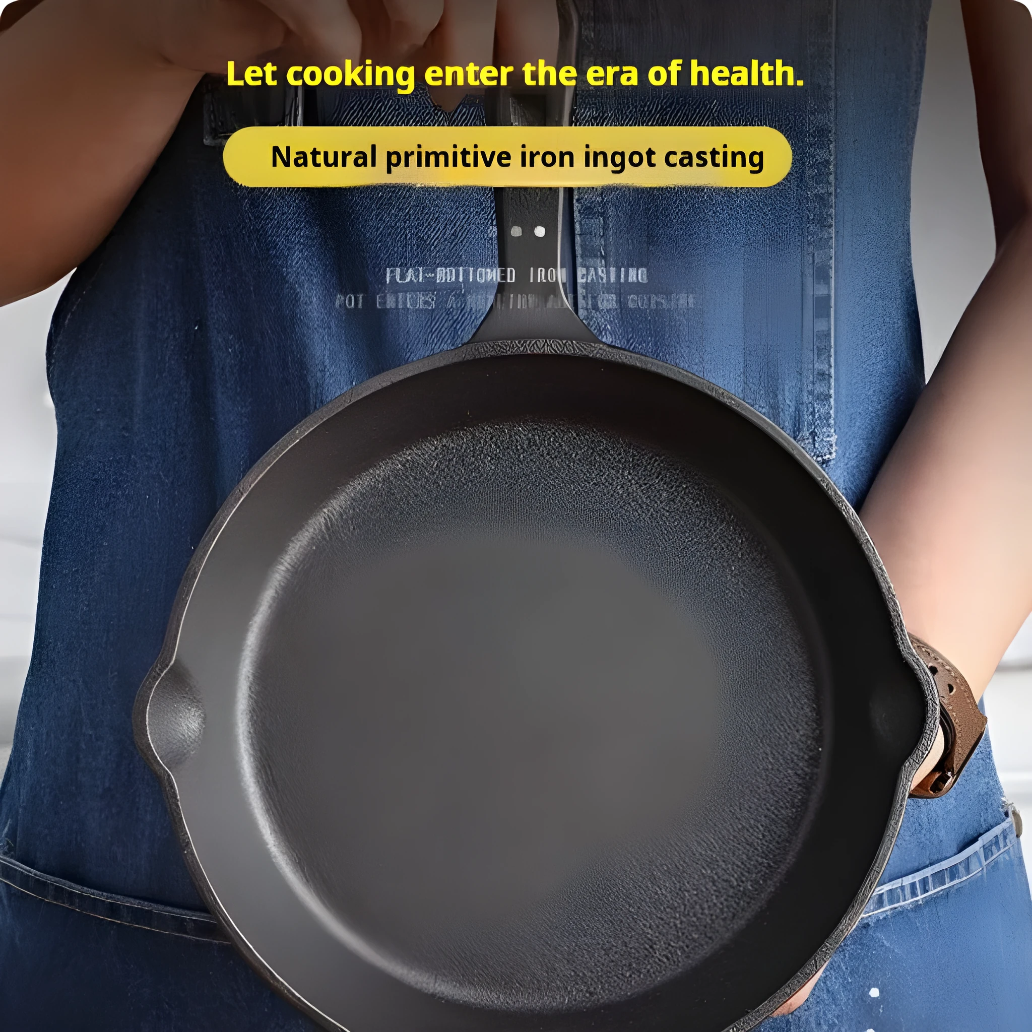 Cast iron non-stick flat bottom frying pan in 16cm, 20cm, or 25cm diameter, old-fashioned Chinese style