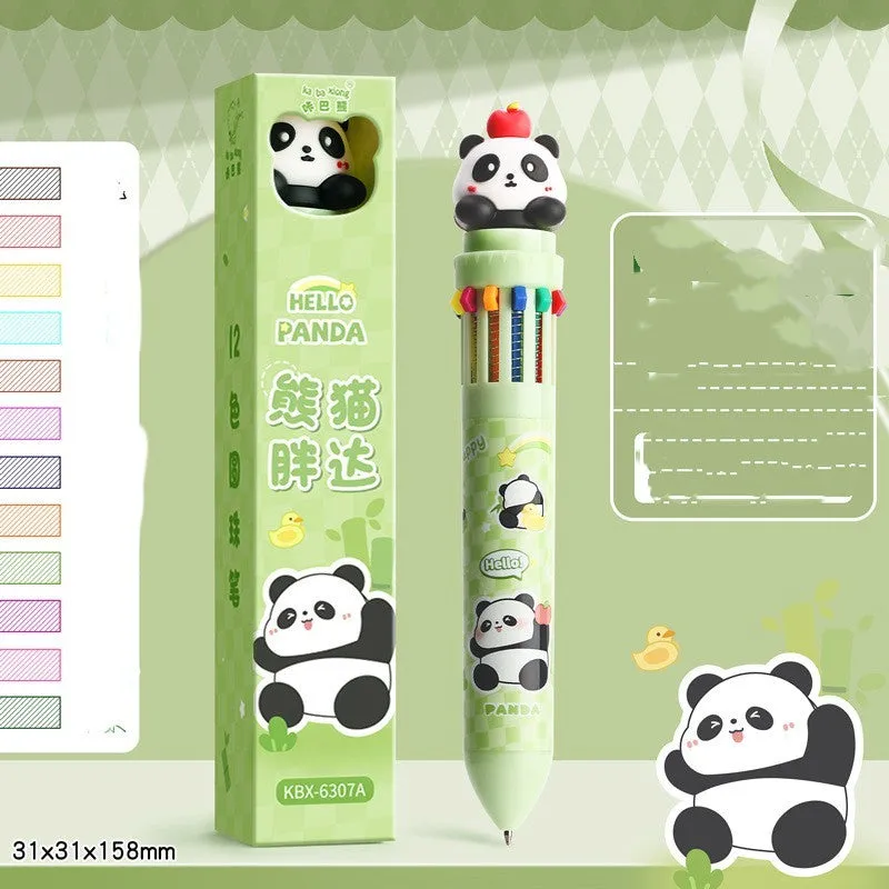 Multi-colour 12-colour ballpoint pen with 0.7mm bullet tip in Capybara theme