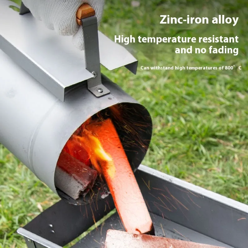 Zinc-iron alloy outdoor barbecue charcoal fire igniter lighter in Point Carbon Barrel style.