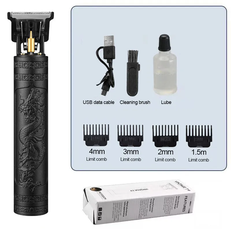 Rechargeable electric hair clipper with plastic body and washable blade in black finish