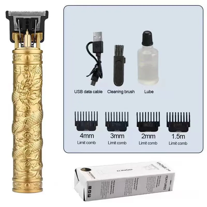 Rechargeable electric hair clipper with plastic body and washable blade in black finish