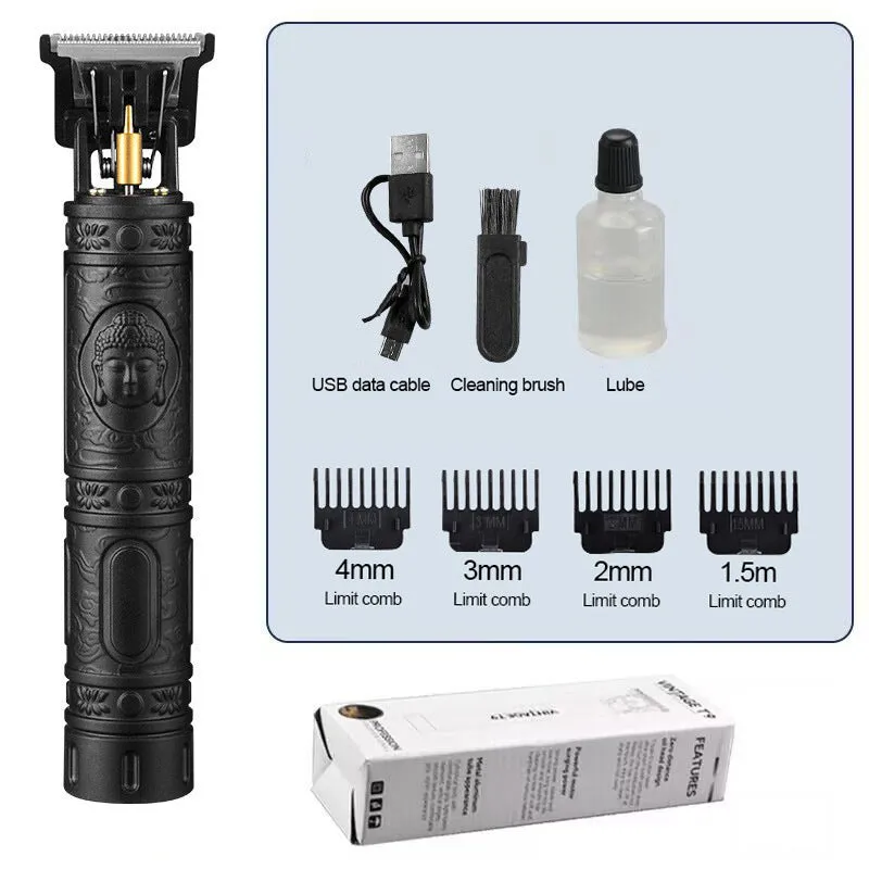 Rechargeable electric hair clipper with plastic body and washable blade in black finish