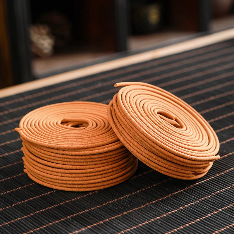 40 small incense coils in sandalwood fragrance on a panxiang plate, half-handmade coils for household use