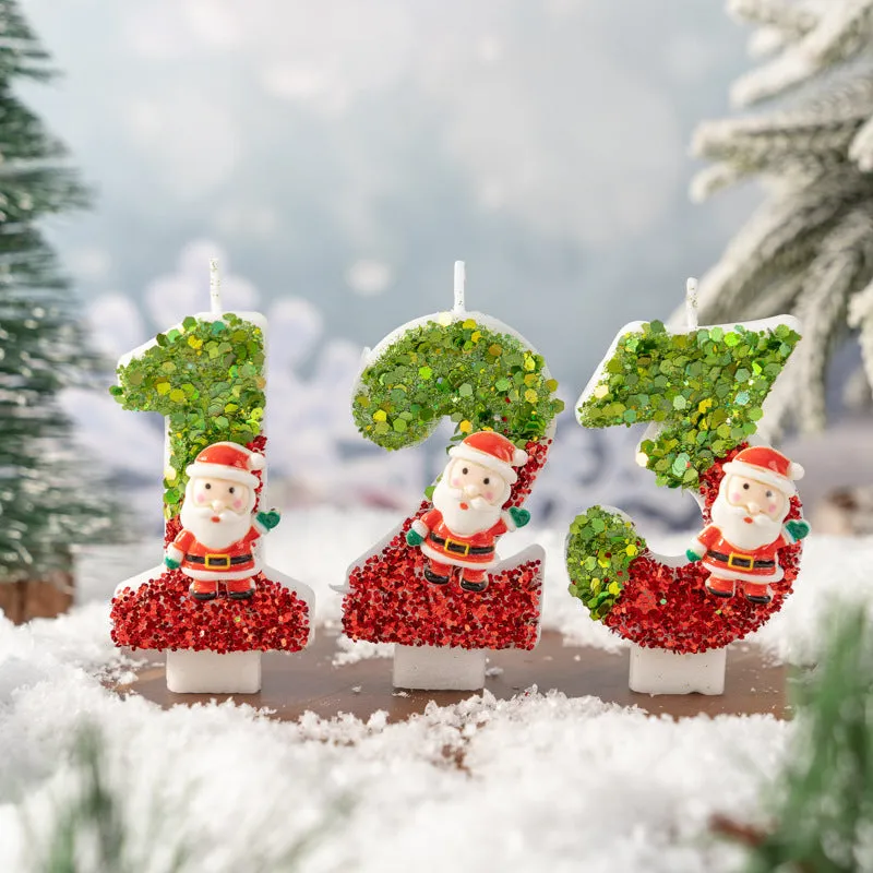 Handmade Santa Claus digital candle number 5 in paraffin wax with hand-painted decoration