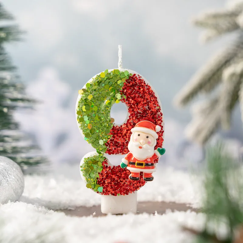 Handmade Santa Claus digital candle number 5 in paraffin wax with hand-painted decoration