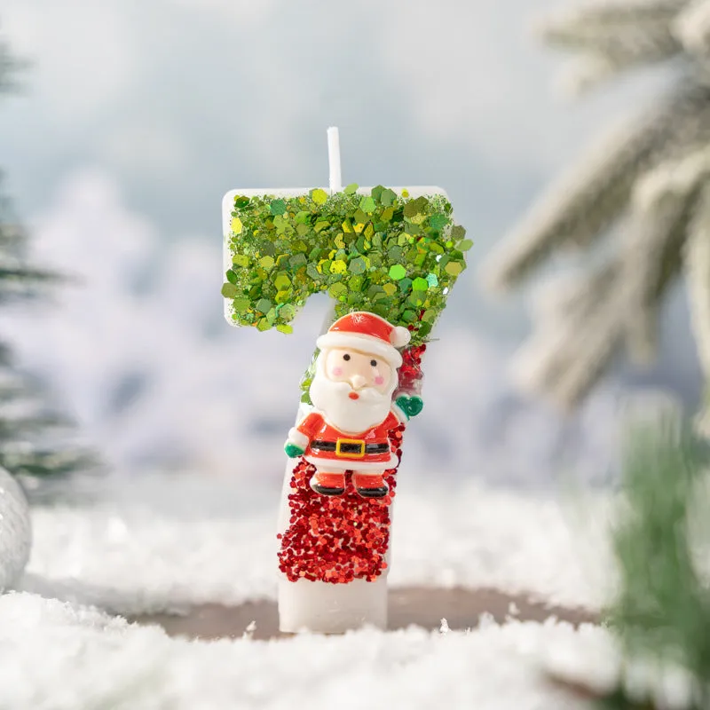 Handmade Santa Claus digital candle number 5 in paraffin wax with hand-painted decoration