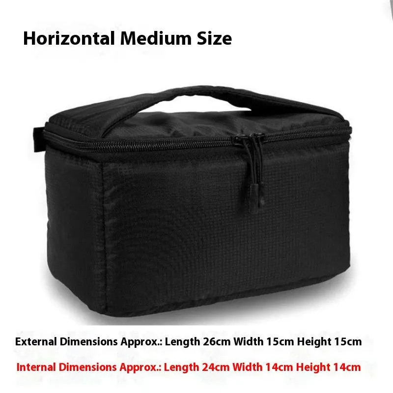 Corduroy thickened storage bag in medium size with two compartments and drop-resistant padding