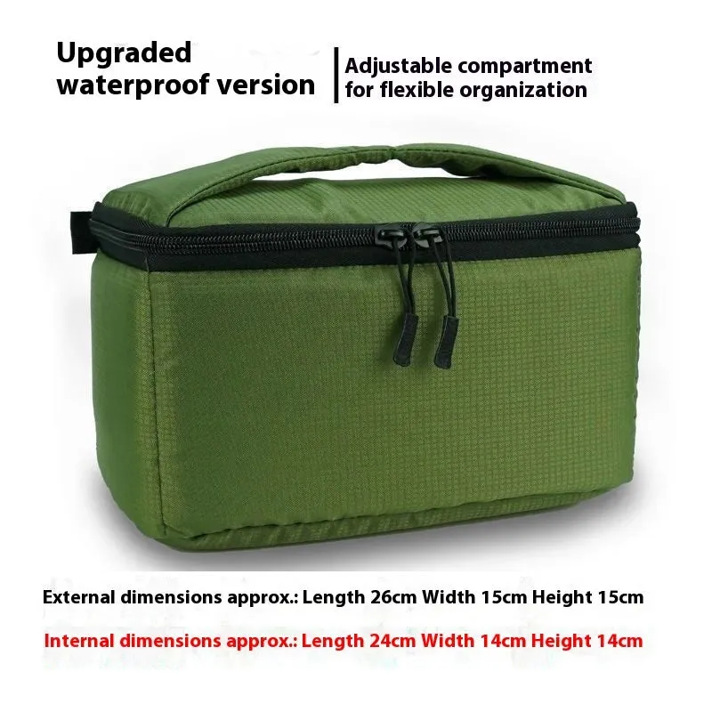 Corduroy thickened storage bag in medium size with two compartments and drop-resistant padding