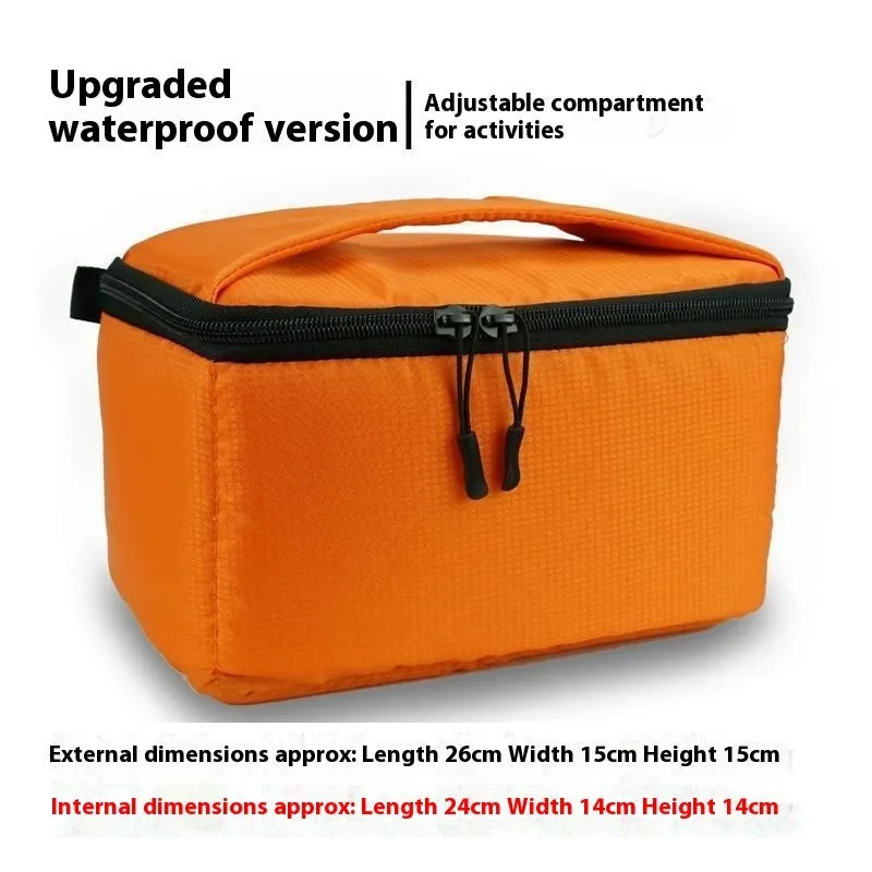 Corduroy thickened storage bag in medium size with two compartments and drop-resistant padding