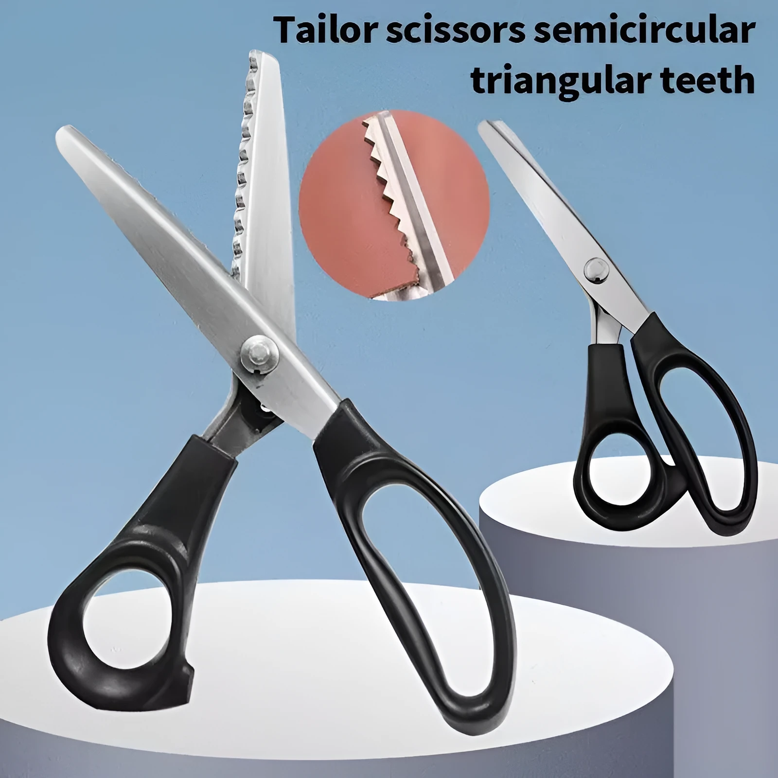 Stainless steel wave tooth saw scissors for fabric cutting in household sewing use