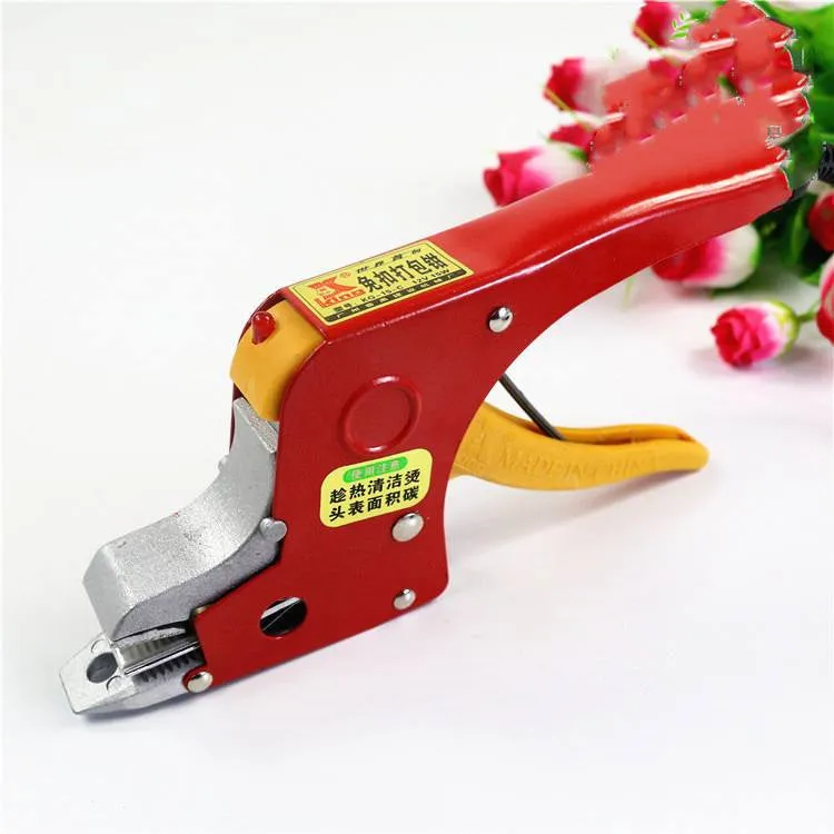 Portable metal buckle-free packing pliers for manual baler with US plug