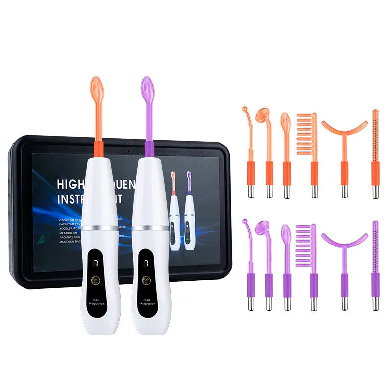 High frequency beauty instrument electrotherapy rod with purple light and six-piece set for home use