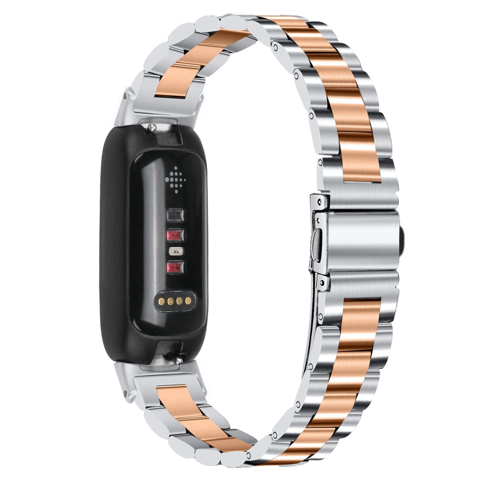 Stainless steel watch strap for Fitbit Inspire 3 in multiple colour options showing 175mm length