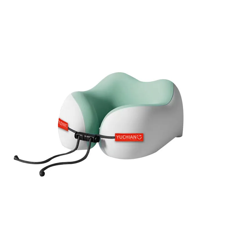 Memory Foam U-shaped Travel Pillow in Mint Green with Neck Support Design