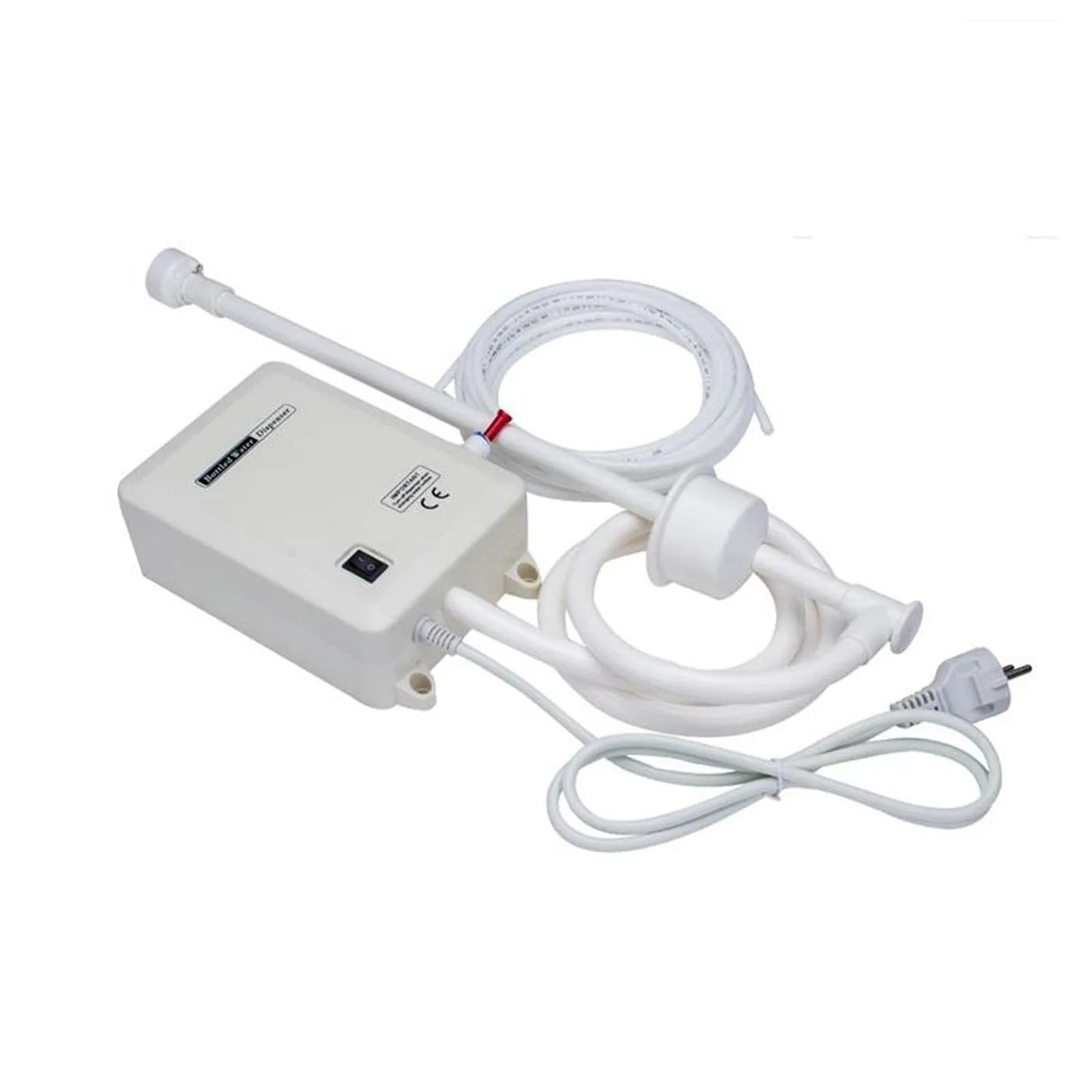 Food-grade plastic electric water pump BWD1200 with US plug on a bottled water container
