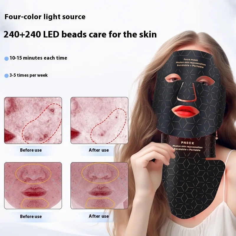 Infrared colour light skin rejuvenation apparatus with face mask kit in black and white colour options