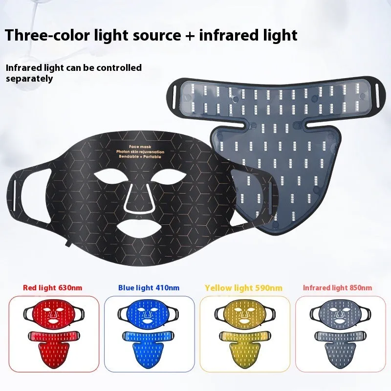 Infrared colour light skin rejuvenation apparatus with face mask kit in black and white colour options
