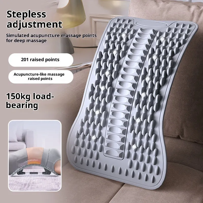 Lumbar Soothing Device with thread rotation adjustment in greyish purple on a plain background