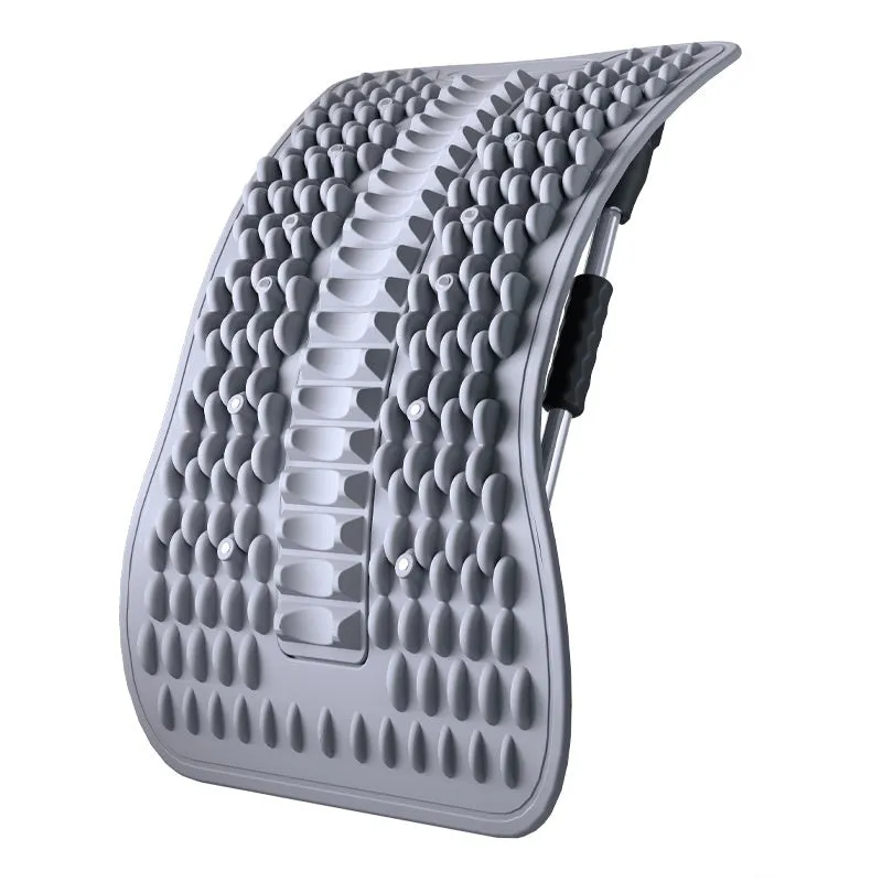 Lumbar Soothing Device with thread rotation adjustment in greyish purple on a plain background