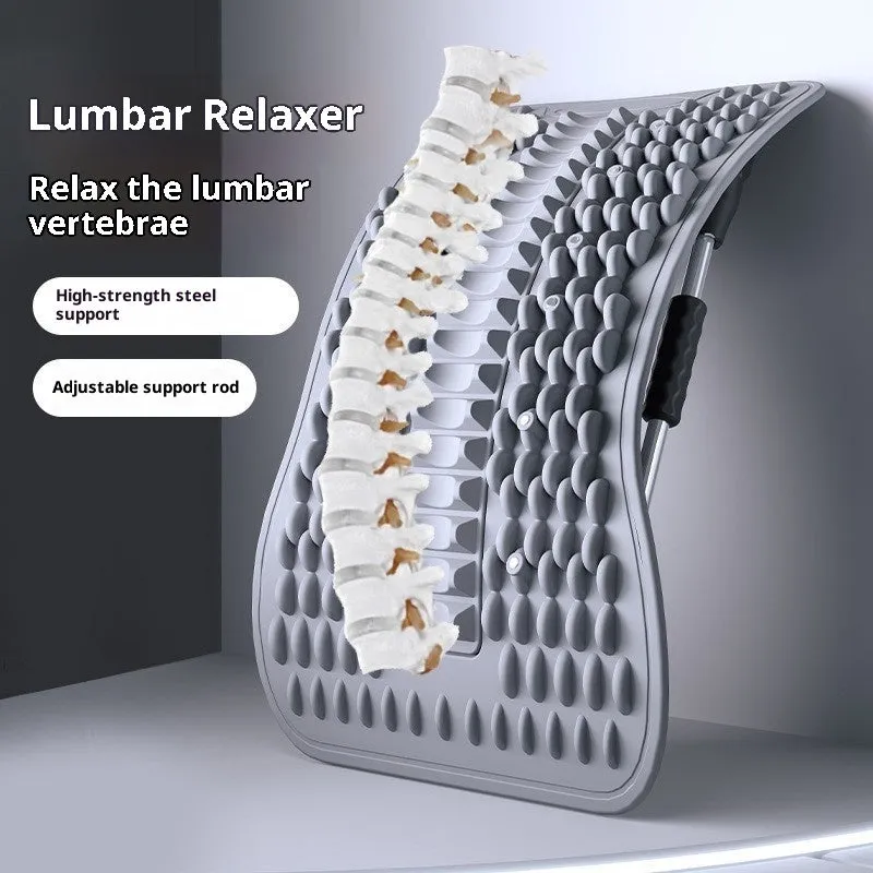 Lumbar Soothing Device with thread rotation adjustment in greyish purple on a plain background